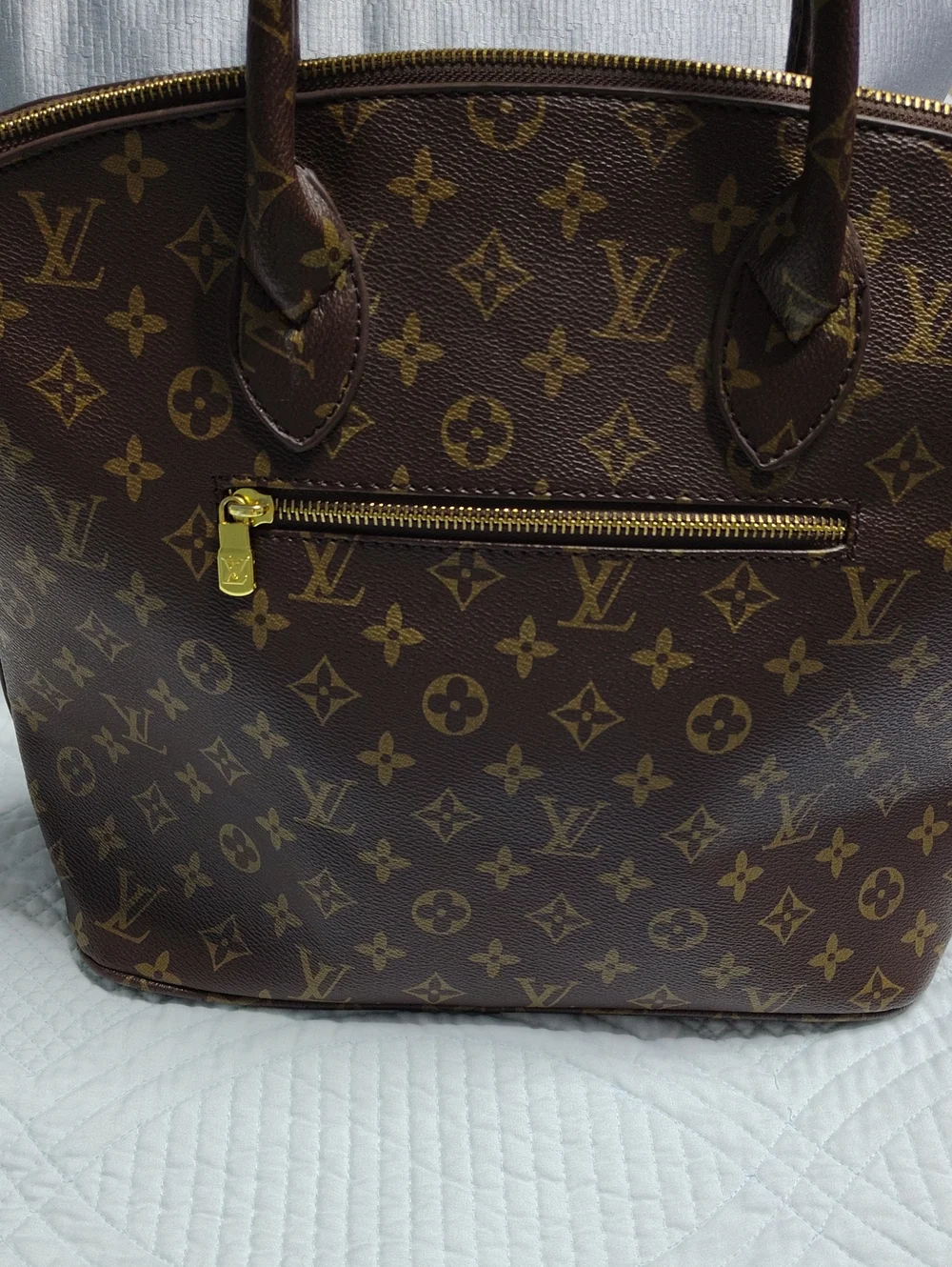 Canvas Brown and Gold Zip-Front Tote